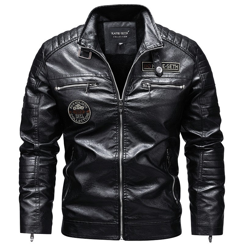Quality New Male Casual Leather Jackets 7XL Autumn Winter Men Stand Collar Motorcycle Leather Jackets Vintage Leather Coat