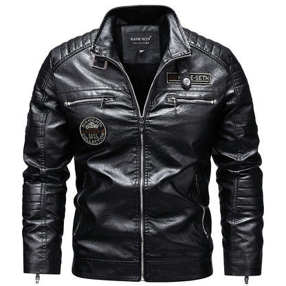 Quality New Male Casual Leather Jackets 7XL Autumn Winter Men Stand Collar Motorcycle Leather Jackets Vintage Leather Coat