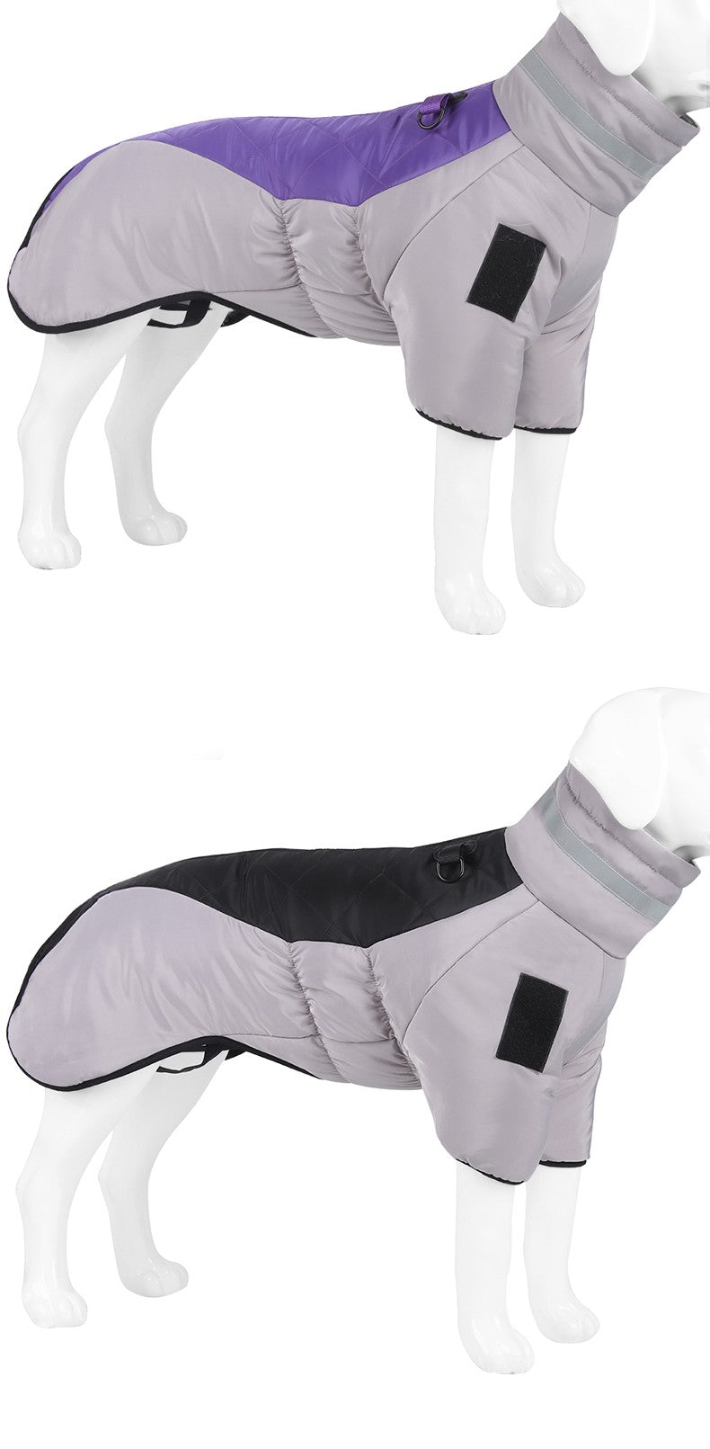 Casaco Quente para Cães Grandes Jaqueta Refletiva de Inverno para Cães Puffer com Arnês Embutido Colete Impermeável para Animais de Estimação Macacão de Neve