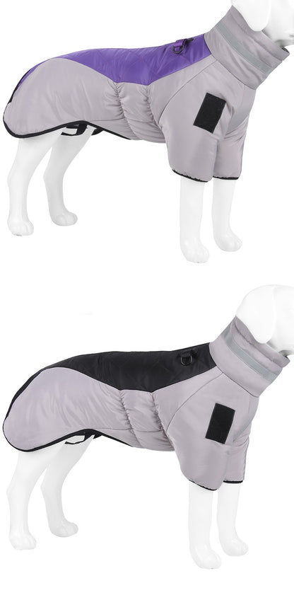Casaco Quente para Cães Grandes Jaqueta Refletiva de Inverno para Cães Puffer com Arnês Embutido Colete Impermeável para Animais de Estimação Macacão de Neve