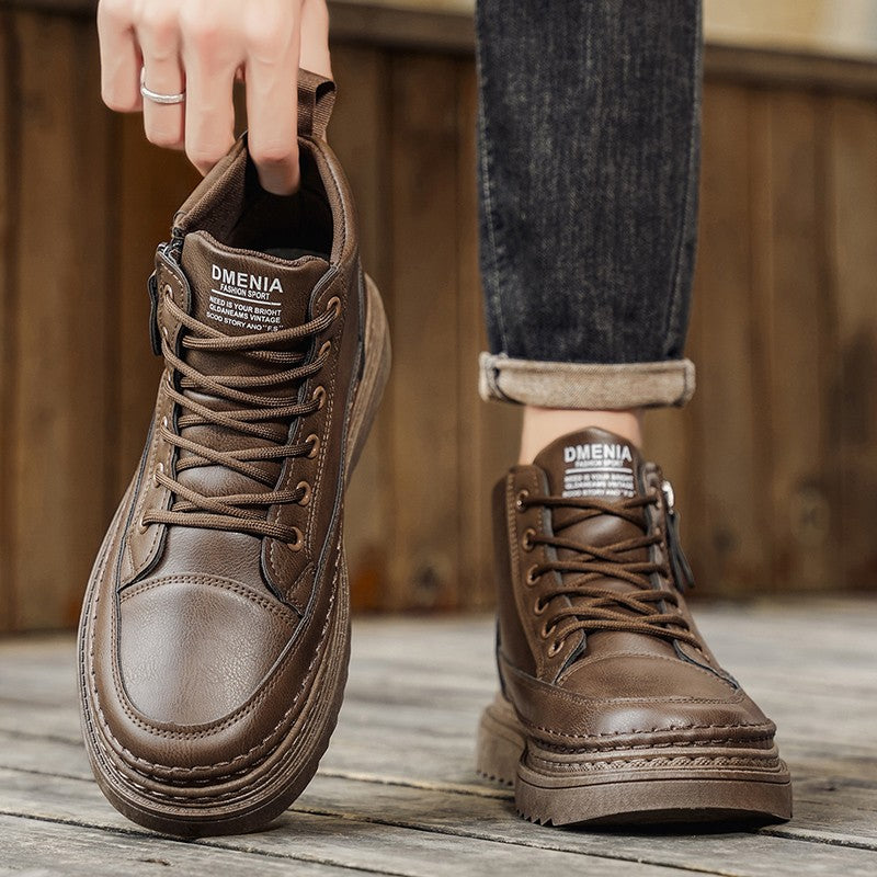 Men Boots Winter High Top Leather Shoes Fashion Cotton Shoes Fashion Ankle Boots Business Casual Outdoor Shoes Male Sneakers New