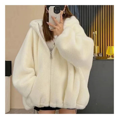 Winter New Short Fur Lined Leather Jacket Women's Hat Integrated Eco-friendly Lamb Fur Vest Women's Regular Style Coat