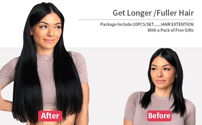 Doreen 160G 200G 240G Série Volume Cabelo Humano Liso Remy Brasileiro Com Tic Tac Extensões de Cabelo Cabeça Inteira 10 Peças 40 a 60 Centímetros