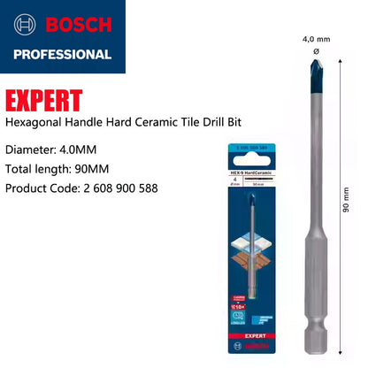 Brocas BOSCH Hex-9 Hard Ceramic EXPERT para Cerâmica Flecha Azul Pequena Acessórios para Ferramentas Elétricas para Furar Pisos de Mármore e Azulejos Vitrificados