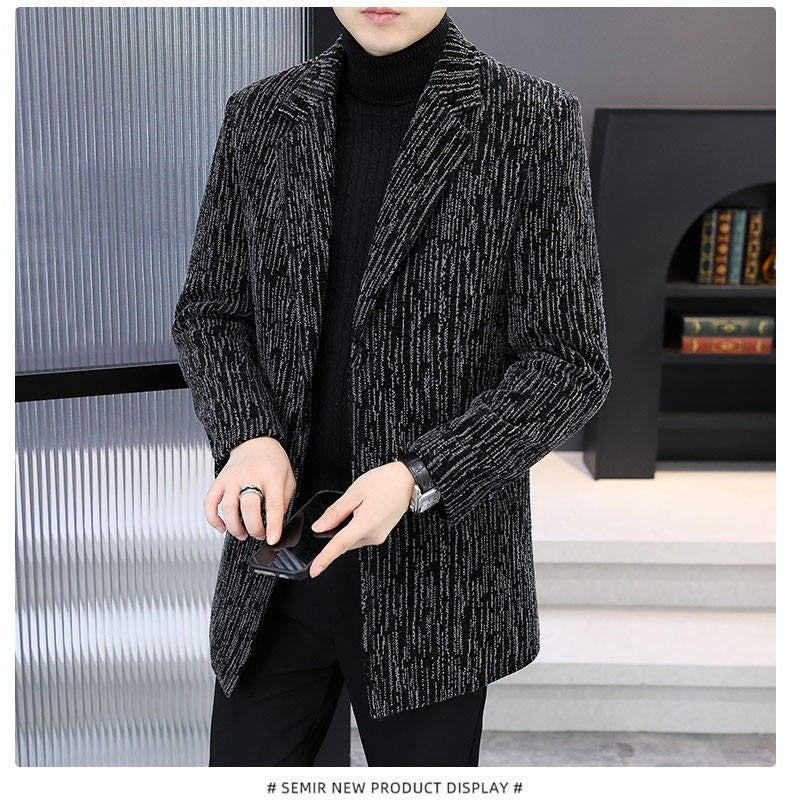 Men's Mid-Length Wool Overcoat - Heavy Blend Winter Trench Coat for Modern Style Wool Overcoat