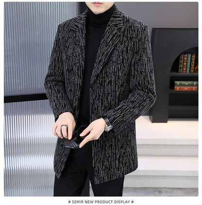 Men's Mid-Length Wool Overcoat - Heavy Blend Winter Trench Coat for Modern Style Wool Overcoat