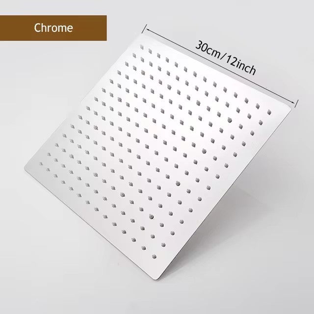 8" 10" 12" Stainless Steel High Pressure Rainfall Shower Head Large Flow Square Pressure Boosting Design Spa Bathroom Showerhead