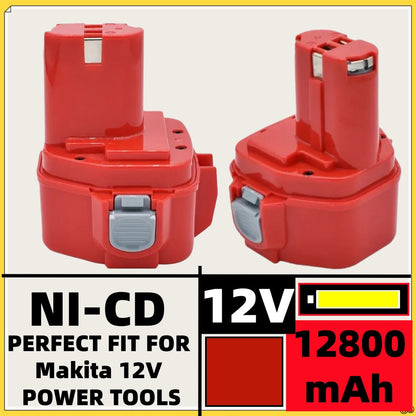 Uma bateria de níquel substituível adequada para ferramentas elétricas Makita, 12V, 12800mAh, modelos 1220, 1222, 1235, 1233S e 6271.
