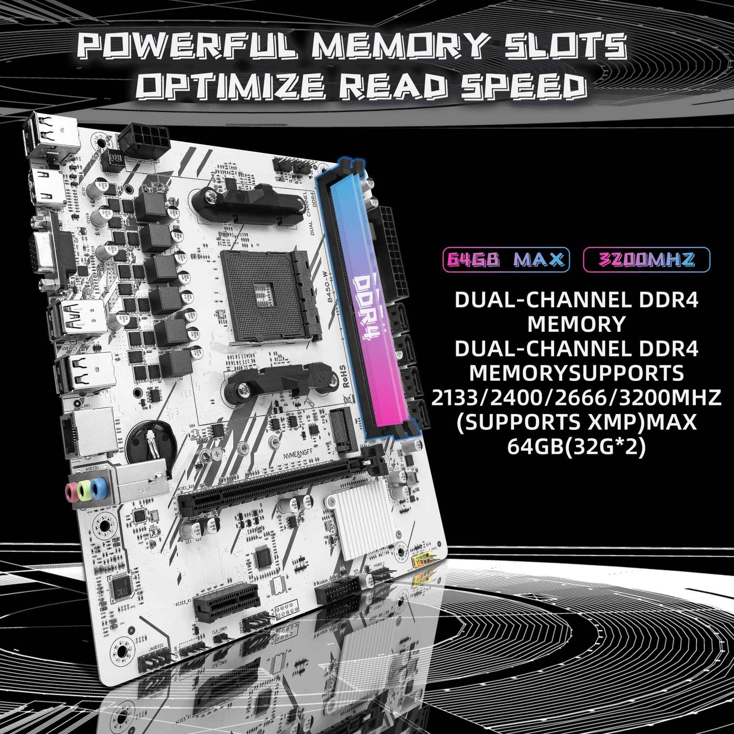 Kit Placa-mãe ZSUS B450 com Ryzen R5 5600 Memória DDR4 1*16GB 3200MHz Placa-mãe AM4 M.2 NVME