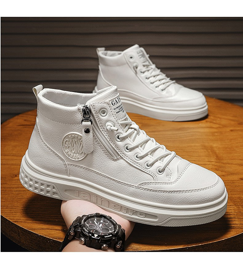 Leather Men Ankle Boots Fashion comfortable Men Sneakers Luxury British style High Top Shoes Men Platform Casual Shoes 2025 New