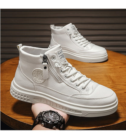 Leather Men Ankle Boots Fashion comfortable Men Sneakers Luxury British style High Top Shoes Men Platform Casual Shoes 2025 New