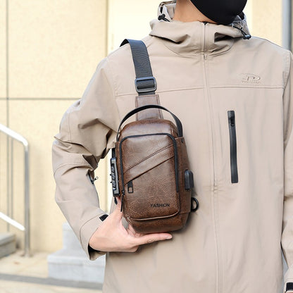 Men's Anti-Theft Crossbody Bag USB Charging Port Travel Chest Bag Waterproof Shoulder Messenger Bag for Outdoor Sports