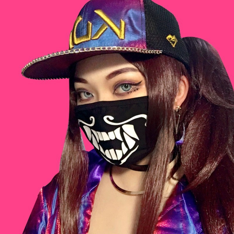 Anti Dust Mouth Mask K/DA KDA Akali Mask Cosplay Akali Assassin Cosplay Face Masks  Cotton Dustproof Warm Mask