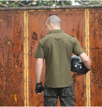 Summer Tactical Shirt Men Brand Cotton  Badge Short Sleeve Cargo Shirts Mens Solid Air Force Bomber Tops Big Size 6XL