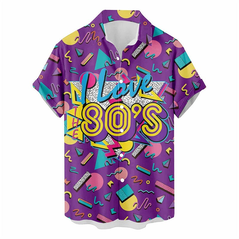 Retro 80s 90s Hawaiian Shirts Men Clothing 3D Printed Short Sleeves Tops Cool Outdoor Lapel Blouse Y2k Summer Button Shirt
