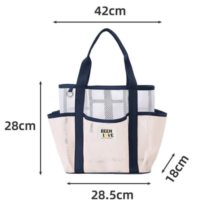 Transparent Mesh Handheld Beach Bag with Large Capacity for Swimming Big Eye Net Beach Bag Portable Handbag for Beach Accessorie