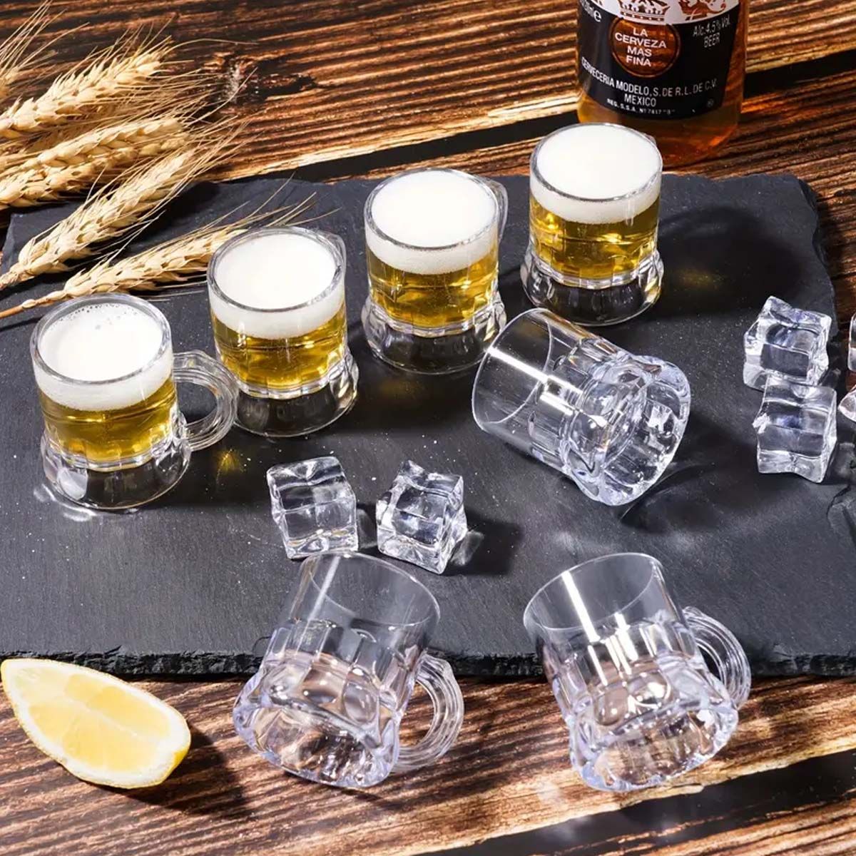 1/6Pcs Mini Clear Beer Stein, 2oz Beer Mugs, Shot Glasses for Drinking Beer Festival Birthday Party Supplies, Wedding Wine Glass