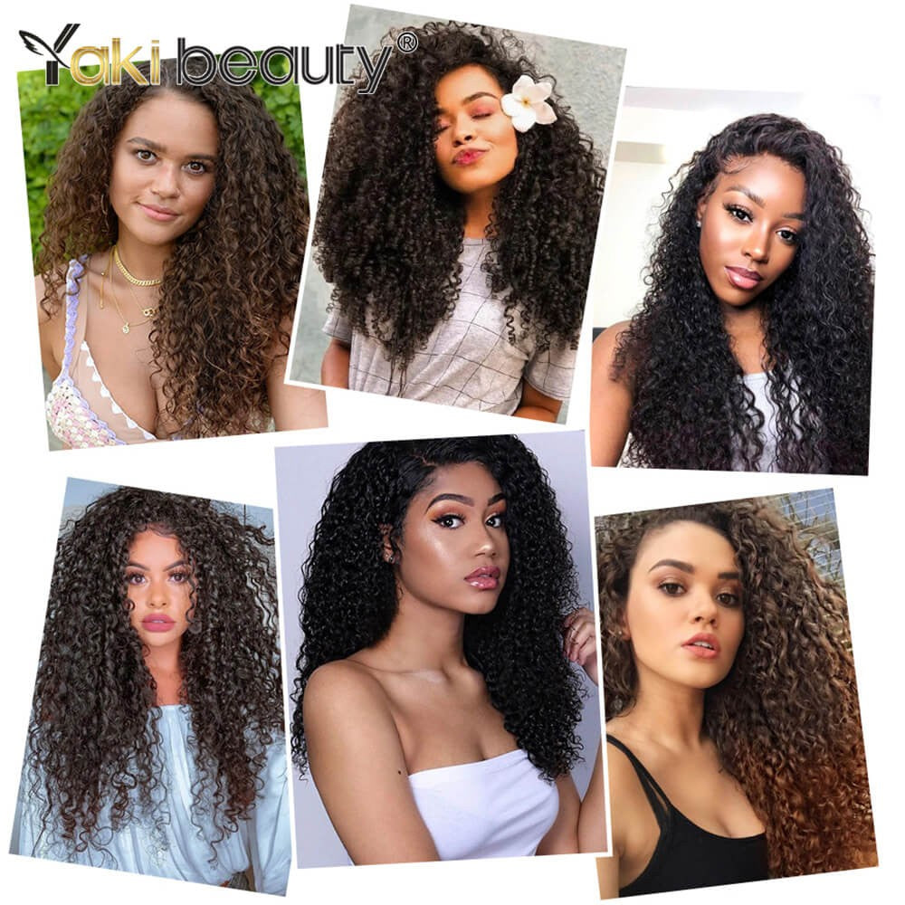 Apliques de Cabelo Cacheado 26'' Trama Dupla 6 Peças/Conjunto Clip-In Cabeça Completa Orgânico Seda Gelo Preto/Marrom 160g