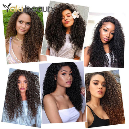 Apliques de Cabelo Cacheado 26'' Trama Dupla 6 Peças/Conjunto Clip-In Cabeça Completa Orgânico Seda Gelo Preto/Marrom 160g