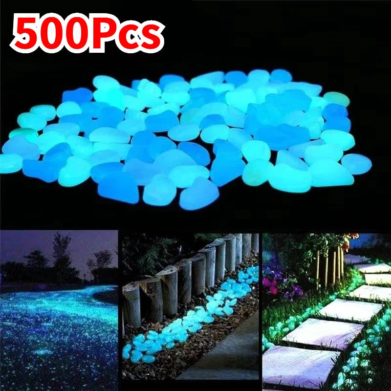 500pcs Luminous Stones Glow In The Dark Pebbles Glowing Stones Outdoor Walkways Home Garden Yard Decor Fish Tank Pebble Rocks