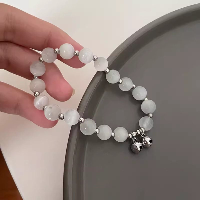 Nova pulseira de cristal com contas simples para mulheres meninas coreanas ins flor raposa pena borla pulseiras melhores amigas joias presentes 2024