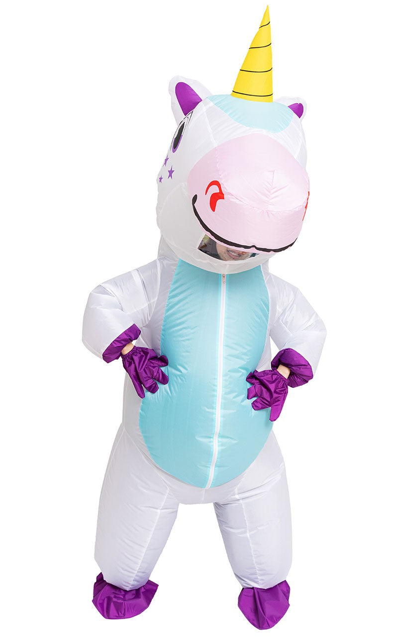 Inflatable Unicorn Costume Adult Kids Rainbow Halloween Costumes for Wommen Men Adult Carnival Mascot Christmas Cosplay