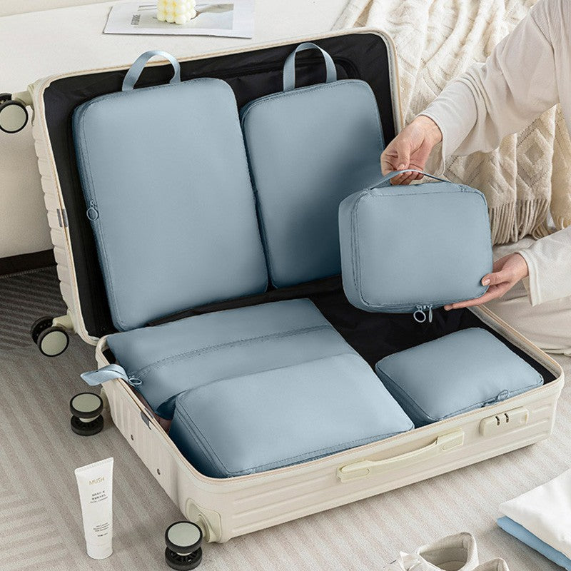 6Pcs Travel Compression Packing Cubes Bag Waterproof Handheld Clothe Separation Storage Bag Portable Suitcase Clothes Organizers