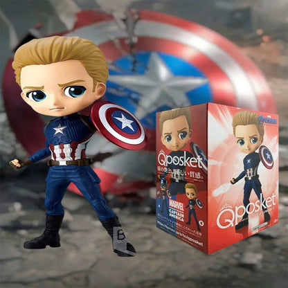 BANDAI original Banpresto Qposket Marvel Vingadores Homem de Ferro Capitão América Loki Thor Figuras modelo Coleção