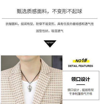Blazer Men's Fashion Gentleman Business Outdoor Travel Plaid Slim-fit Korean Version of The Trend Handsome Youth Casual Blazer