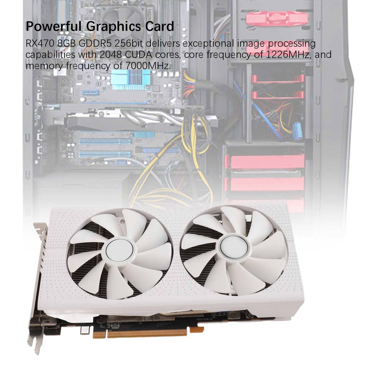 Gaming Graphics Card RX470 8GB GDDR5 256bit PCI Express 3.0 X16 GPU Graphics Card Dual Fan and Copper Pipe Cooling for Desktop