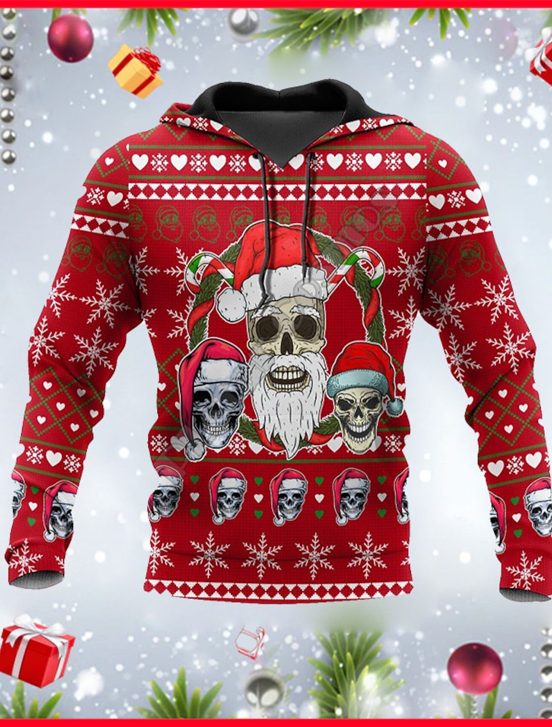 New Men's Hooded Hoodies 3D Print 2024 Christmas Theme Graphic Sweatshirt Drawstring Long Sleeved Streetwear Tops Men's Clothing