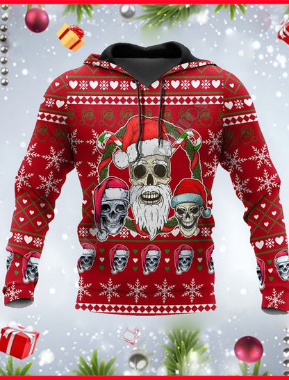 New Men's Hooded Hoodies 3D Print 2024 Christmas Theme Graphic Sweatshirt Drawstring Long Sleeved Streetwear Tops Men's Clothing