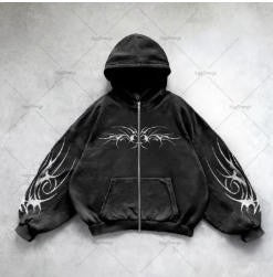 2025 Trendy High Street Retro Casual Solid Color Zipper Coat Street Hip-Hop Streetwear Men Harajuku Gray Camouflage Warm Jacket