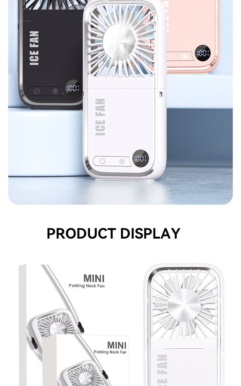 Folding Mini Cooling Air Fan Mobile Phone Holder Power Bank 3000mAh USB Rechargeable Cooling Handheld Desktop Fan with Lanyard