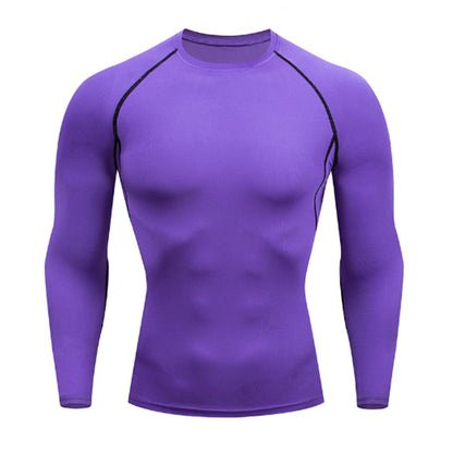 Men Compression Running T-shirt Fitness Tight Long Sleeve Sport Shirts Training Jogging Tops Gym Sportswear Dry Fit Rashgard