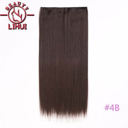 Extensões de cabelo sintéticas com clipe, longas e lisas, com 5 clipes em uma única peça, extensões de cabelo multicoloridas LIHUI