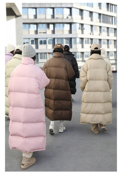 CHIC VEN Women Down Coats Loose Thick Stand-up Collar New Long Thick Down Jacket 80 White Duck Down Female Outerwear Winter 2024