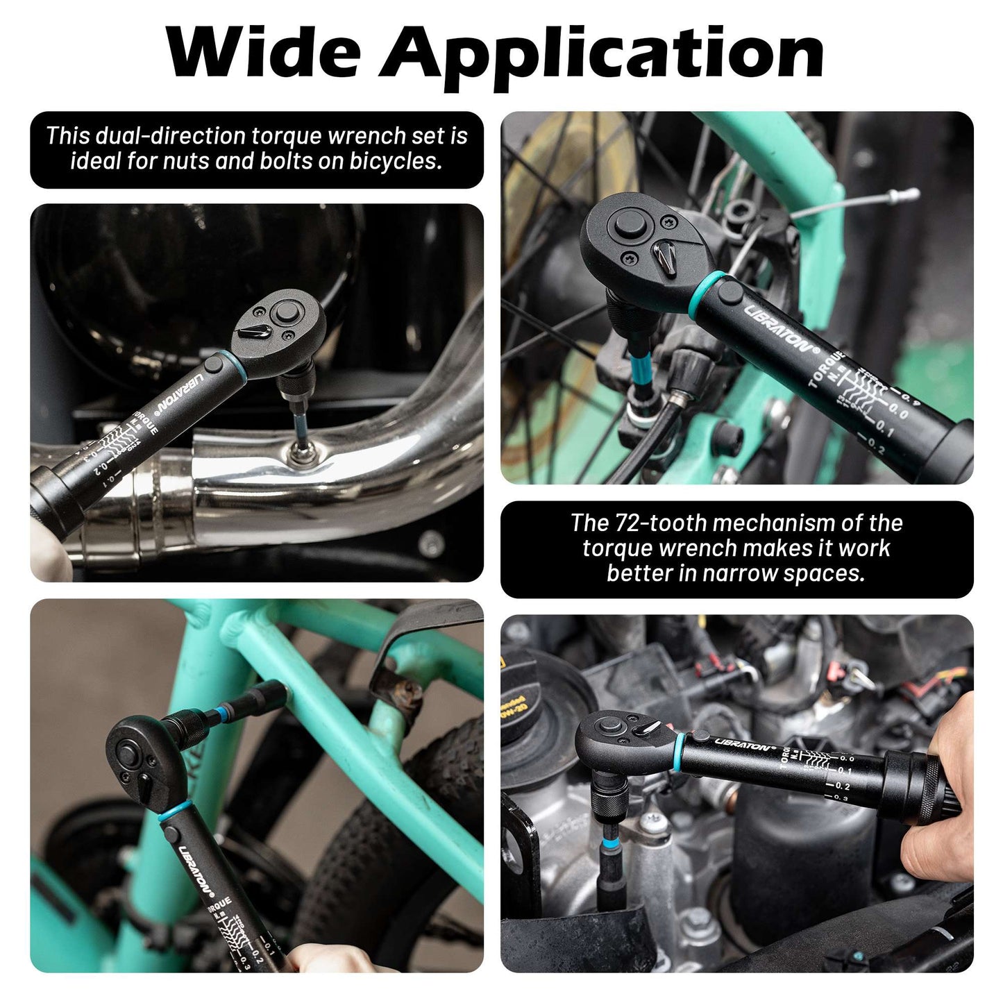 Chave Torquímetro para Bicicleta 21 Peças 1/4" 2-14Nm, Conjunto de Chaves de Torque para Bicicleta com Soquetes, Chave de Soquete e Bits de Impacto para Reparo de Bicicletas e Motocicletas