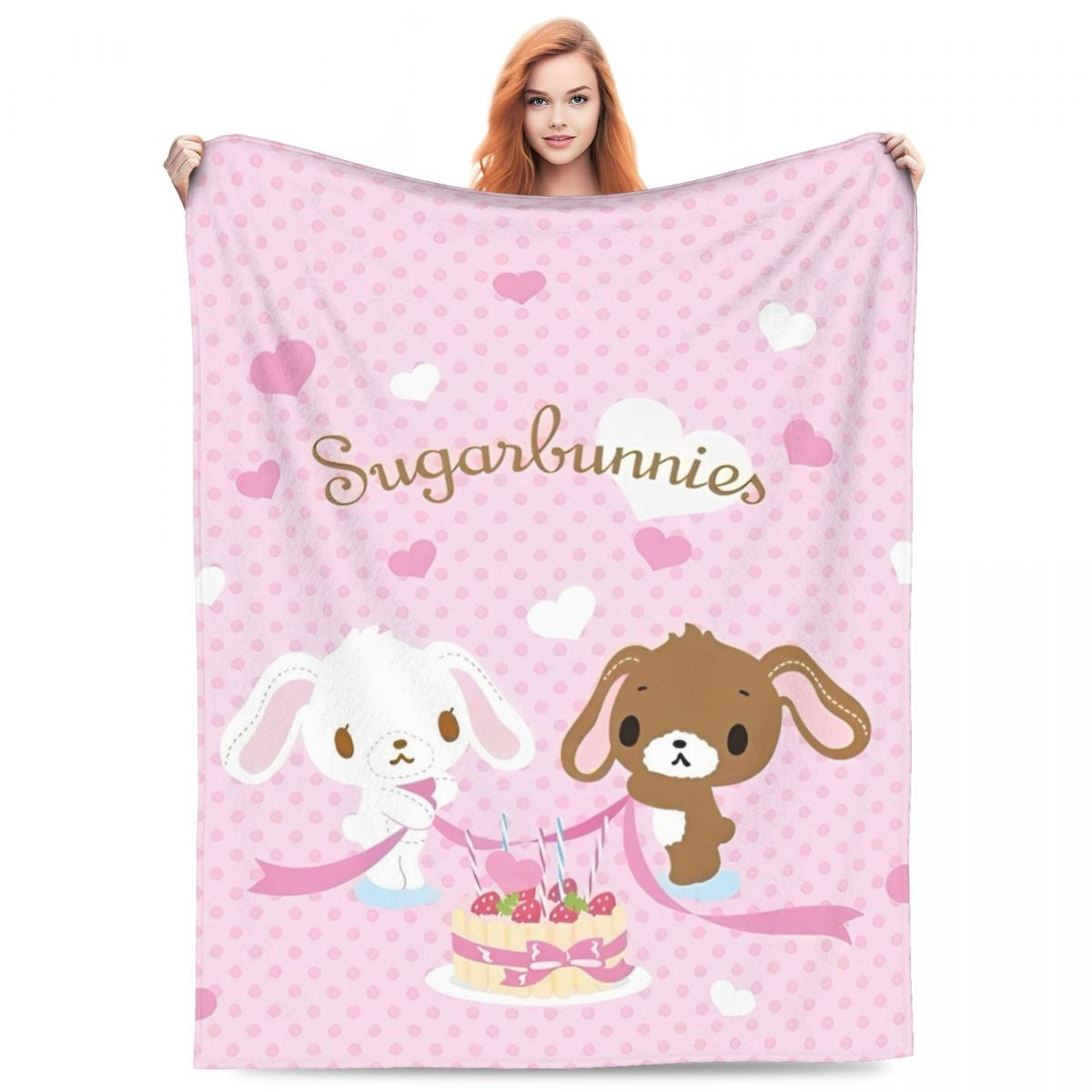 Sugarbunnies Sugar Rabbit Knitted Blanket Fleece Super Soft Throw Blankets for Outdoor Travel Bedroom Quilt