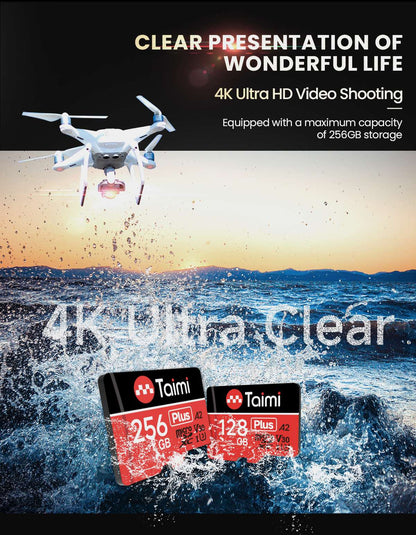Cartão de memória Taimi Ultra microSDXC UHS-I - C10, U3, Full HD, A2, cartão MicroSD de 64 GB 256 GB para gravação e leitura em alta velocidade