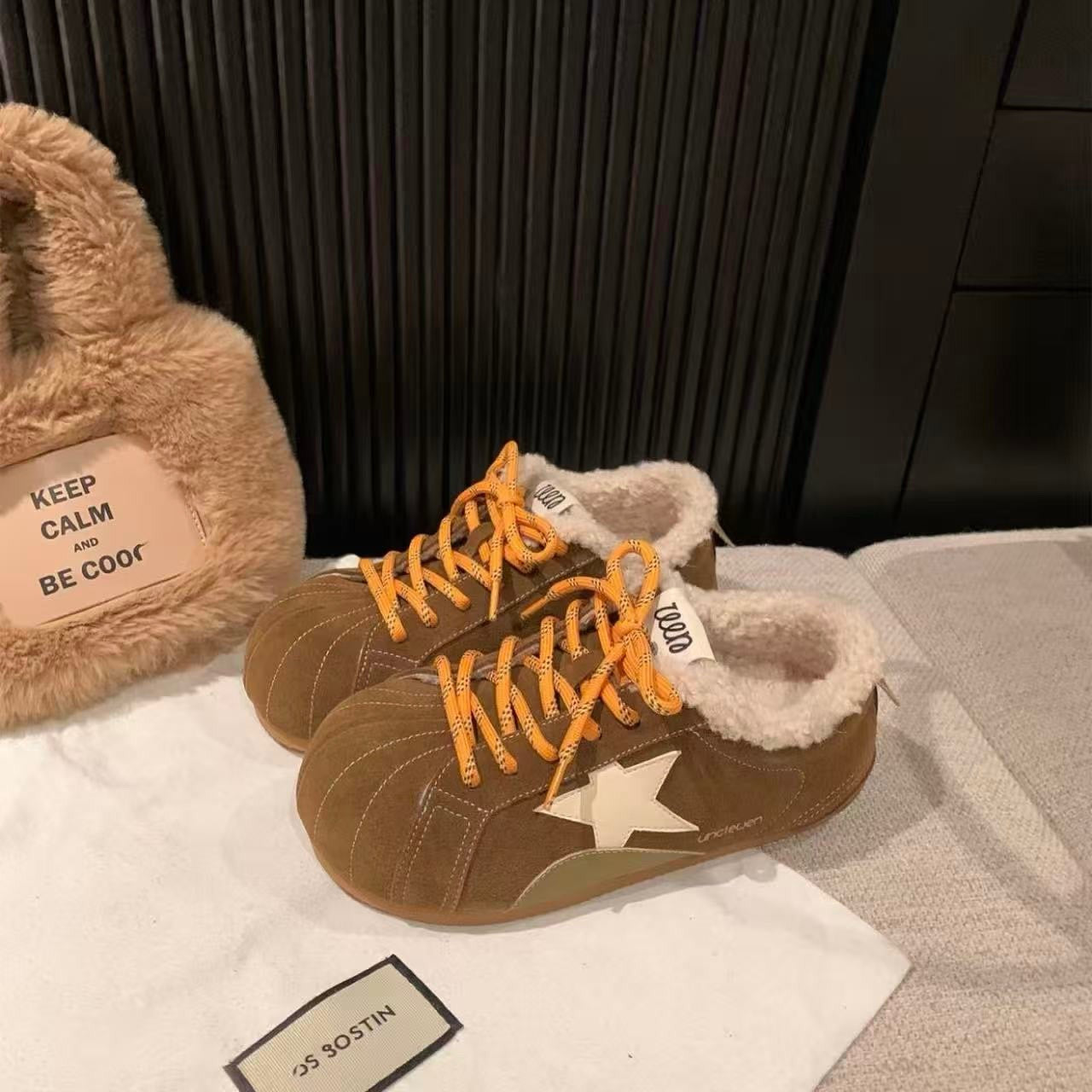 2025 New Winter Women's Sneakers Fleece-lined Flats Dexun Women Shoes Plush, Leisure Shoes Stylish, Non-slip Female Shoes 1417