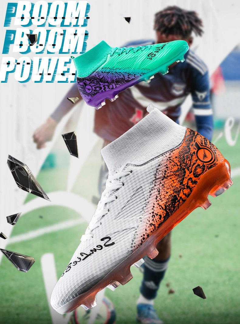 High-top Football Boots, Long Spikes Football Boots, Professional Firm Ground Non-Slipping Training Soccer Cleats for Big Boys