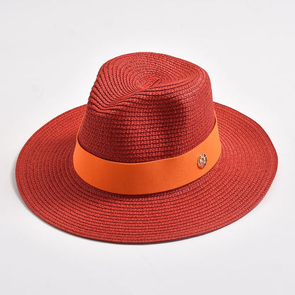 Summer Straw Hats for Women Men Panama Travel Beach Sun Hat Ribbon Decoration Elegant Luxury Jazz Hat