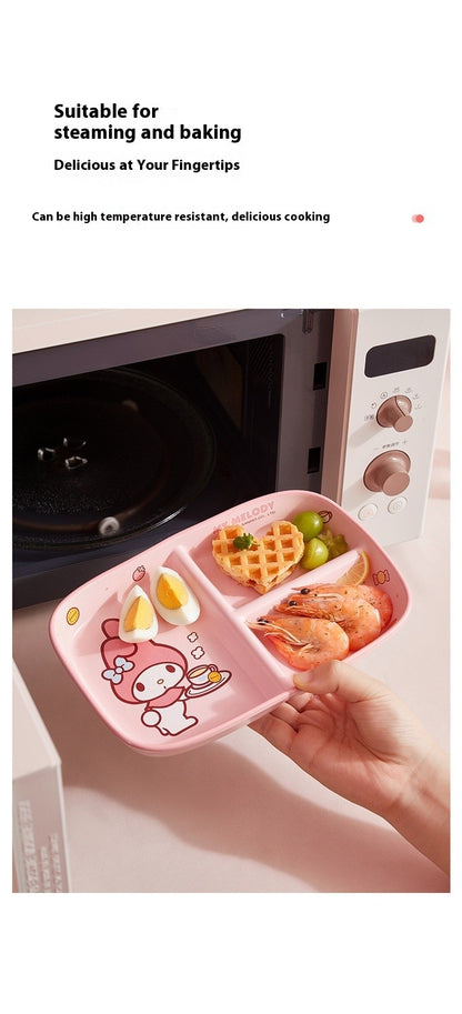 Children'S Breakfast Ceramic Dinnerware Set With Dividers Aesthetic Meal Plate And Bowl For Home Kitchen Dining Bar