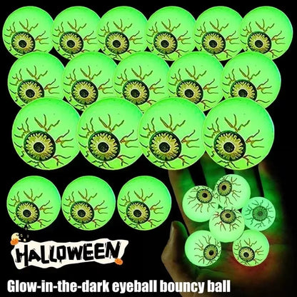 10/20/30Pcs Luminous Halloween Bouncing Ball Glow in The Dark Eyeball Scary Rubber Ball Haunted House Prop Halloween Party Favor