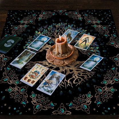 Tree Of Life Tarot Tablecloth Altar Cloth Pagan Spiritual Pendulum Witchcraft Astrology Oracle Card Pads Room Home Decor