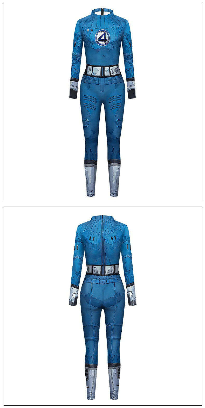 Adult Cosplay Fantastic Four Costume Halloween Party Jumpsuit for Men Women Superhero Zentai Bodysuit Rave Festival Catsuit