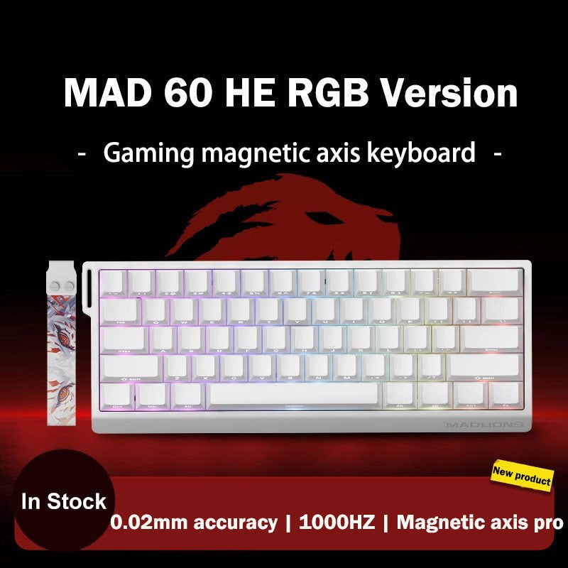 Teclado Gamer Switch Magnético MADLIONS MAD 60/68HE Com Fio Drive Web Custom 8K 61/68 Retorno RT Ajustável Hot Swap