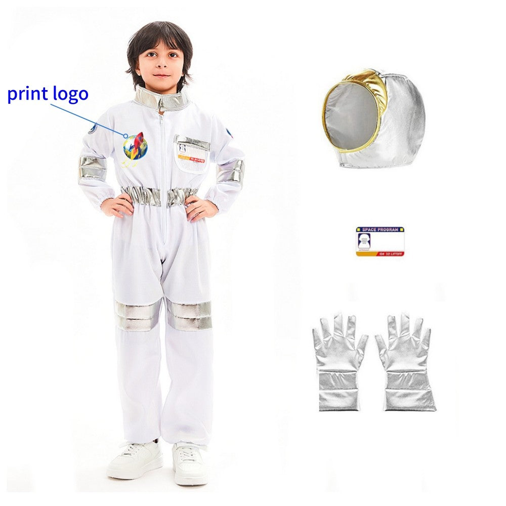 Halloween Astronaut Cosplay Costume Kids Boy Girl Jumpsuit Cartoon Space Party Spaceman Outfit White Spacesuit Bodysuit Clothing