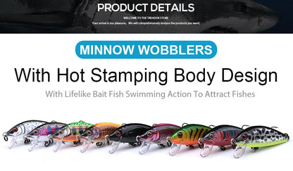 TREHOOK Jerkbait para Baixo Truta Pique Isca de Pesca Minnow Afundando 50mm 5g Isca Dura Wobblers Crankbait Pesca Artificial